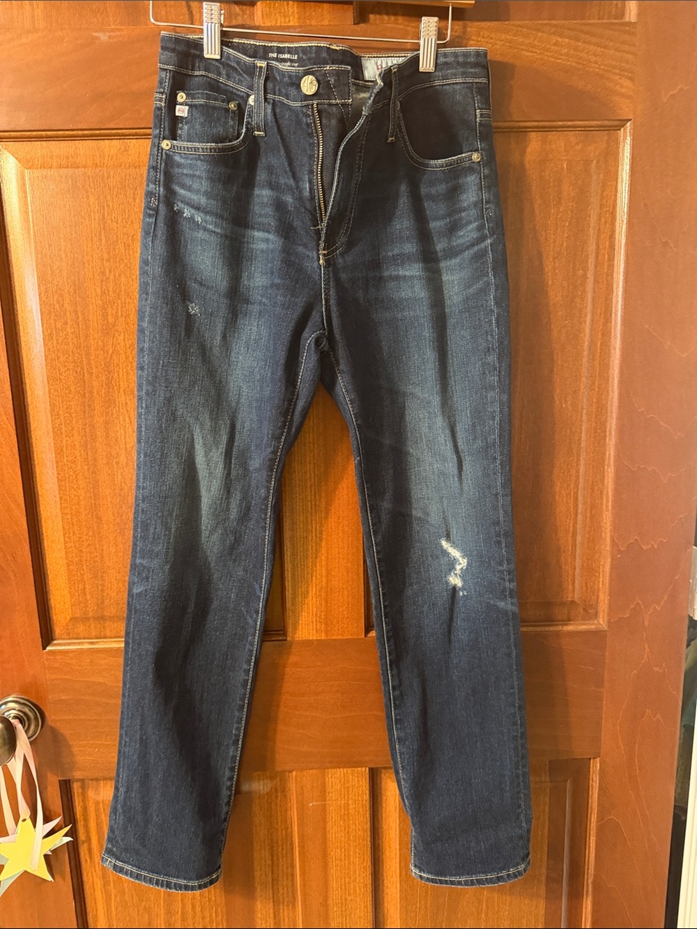 AG THE ISABELLE Dark Blue Straight-Leg  Crop Jeans